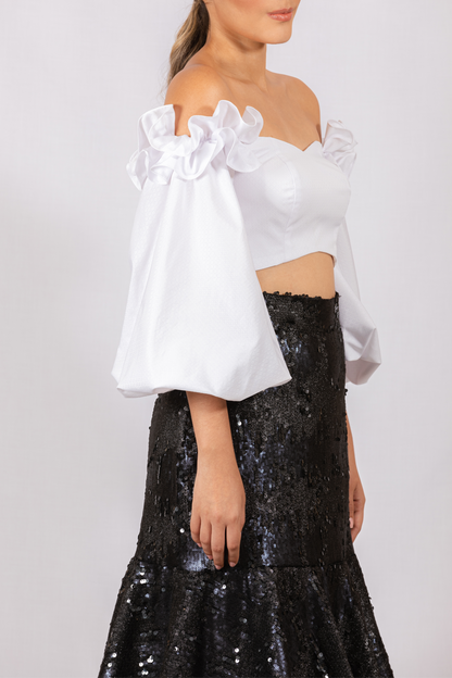 CROP TOP CON MANGAS BLANCO